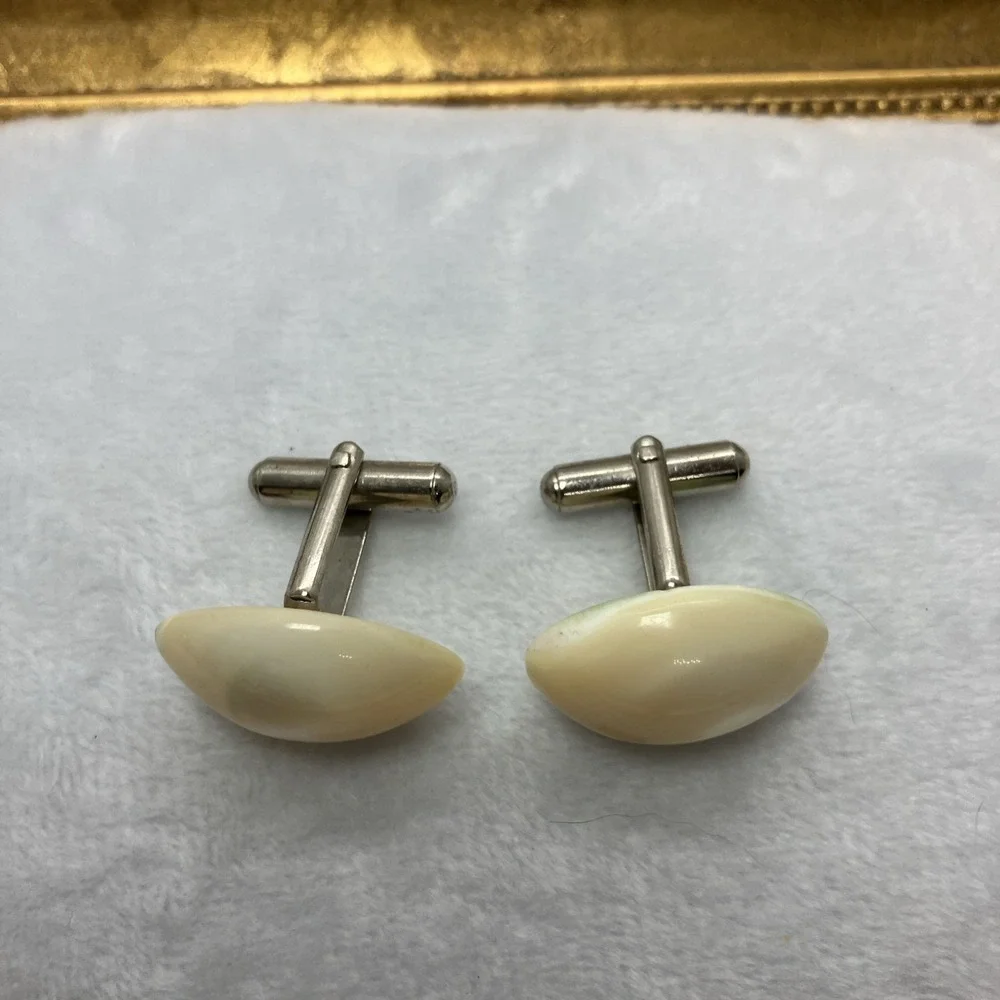 Vtg Mother Of Pearl Cuff Links Formal‎ Wedding Luxury Old Money Estate